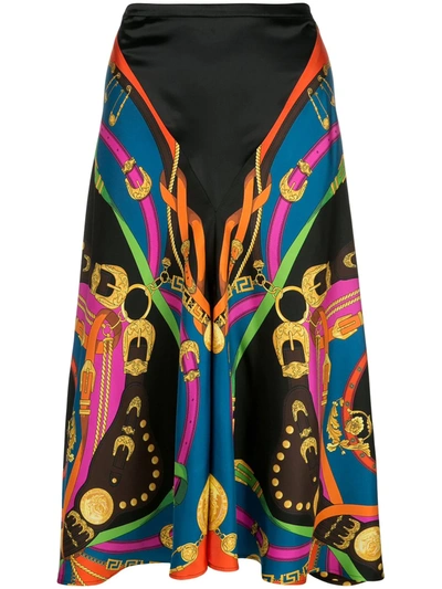 Versace Barocco Rodeo Print Skirt In Multicolour
