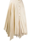 Acne Studios Pleated Asymmetric Gabardine Midi Skirt In Cream