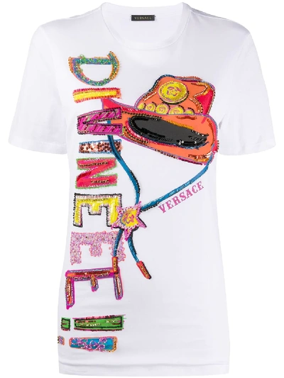 Versace Embroidered Western Motif T-shirt In White