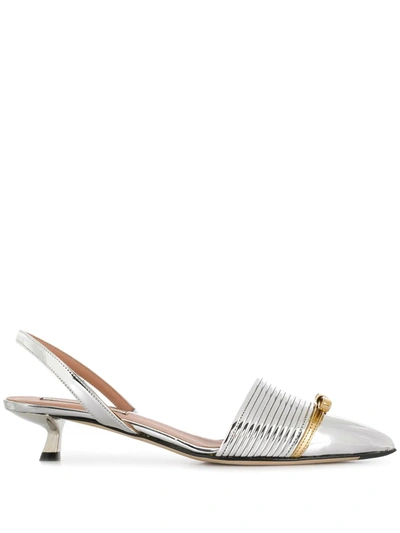 Marco De Vincenzo Pointed-toe Slingback Pumps In Silver