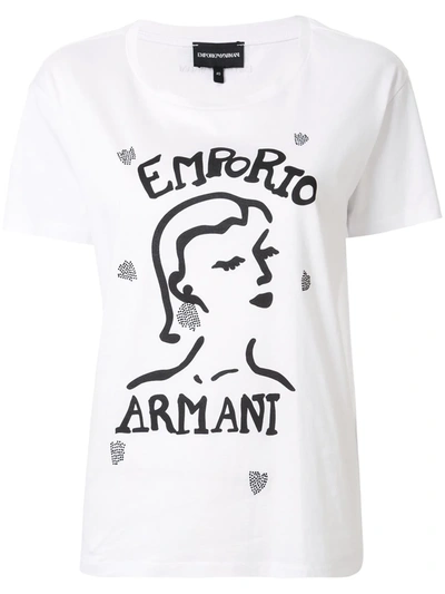 Emporio Armani Face Print Boxy T-shirt In White