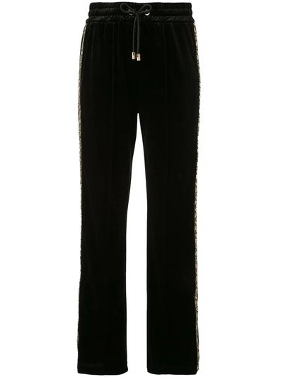 Emporio Armani Textured Glitter Detail Track Trousers In Black