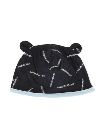 Emporio Armani Babies' Logo Teddybear Hat In Blue