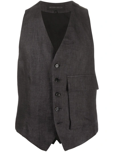 Ann Demeulemeester Tailored Linen Waistcoat In Black