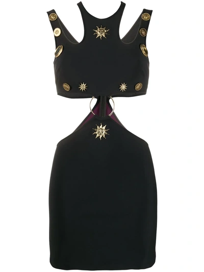 Fausto Puglisi Cut Out Logo Plaque Dress In Black