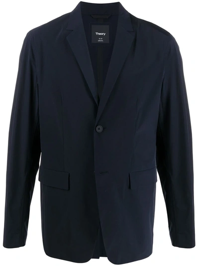 Theory Fitted Button Blazer In Blue