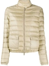 Moncler Lans Champagne Quilted Shell Jacket In Beige