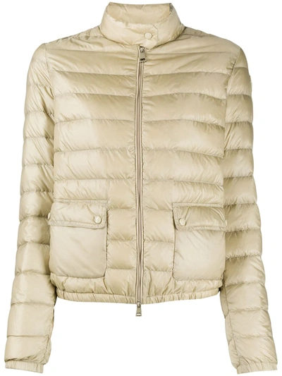 Moncler Lans Champagne Quilted Shell Jacket In Beige