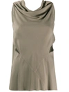 Rick Owens Draped Neck Blouse In Grey