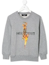 Neil Barrett Kids' Flaming Bolt Sweatshirt In Grey