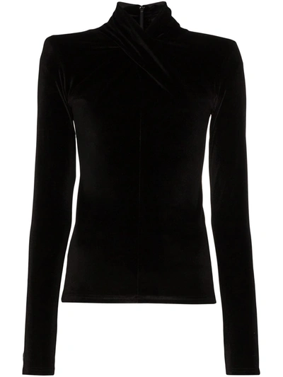 Richard Quinn Twisted Velvet Top In Black