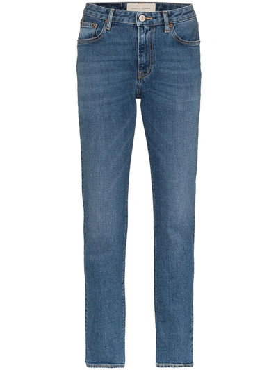 Jeanerica Straight Leg Vintage Wash Jeans In Blue