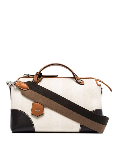 Fendi By The Way Medium Colourblock Pequin Satchel Bag In Grezzo/ Brandy/ Ebony/ Palladi