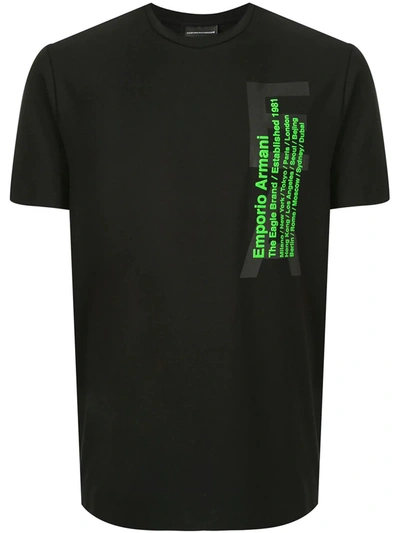 Emporio Armani Text Logo Print T-shirt In Black