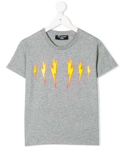 Neil Barrett Kids' Flaming Bolt T-shirt In Grey