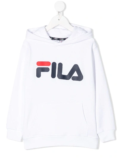 Fila Kids' Kapuzenpullover Mit Logo-print In White