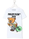 Philipp Plein Junior Kids' Teddy Bear Print Logo T-shirt In White