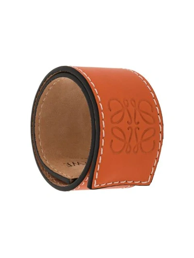 Loewe Anagram-debossed Leather Snap Bracelet In Orange