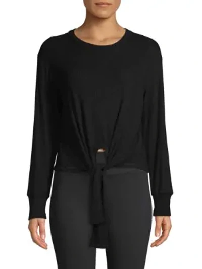 Vimmia Ribbed Tie-front Top In Black
