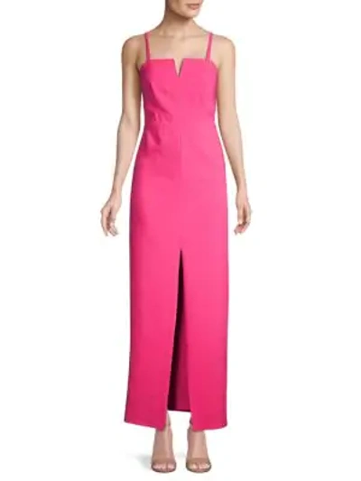 Laundry By Shelli Segal Split-neck Stretch Gown In Pink