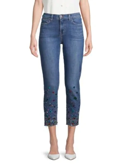 L Agence Embellished Skinny Jeans In Blue
