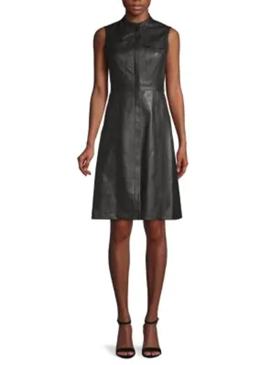 Bcbgmaxazria Allexandria Faux Leather Dress In Black