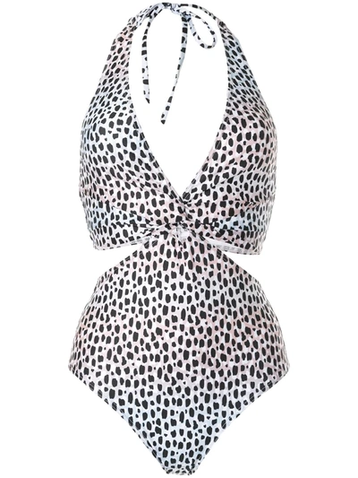 Suboo Amelie Print Cutout One-piece Swimsuit In Ombre Leopard