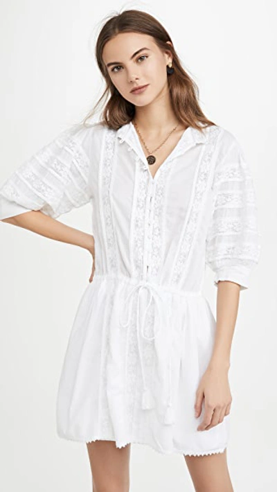 Melissa Odabash Rita Crochet Drawstring Dress In White