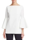 Chiara Boni La Petite Robe Katell Puff-sleeve Peplum Top In White