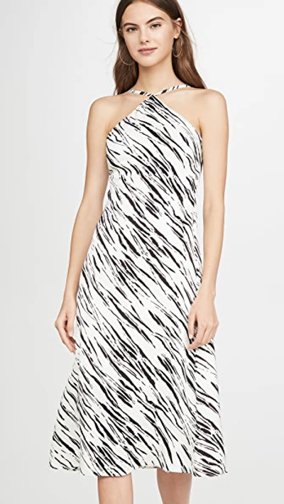 Fame And Partners Alina Zebra-print Halter Dress In Kitten Claw Ivory