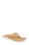 Olukai Iwi Flip Flop In Golden Sand Leather