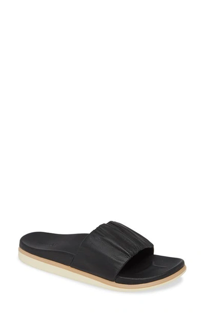 Olukai Pihapiha Slide Sandal In Black Leather