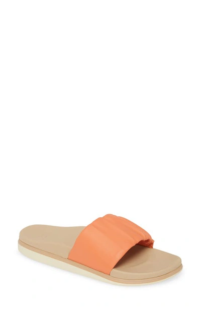 Olukai Pihapiha Slide Sandal In Fusion Coral Leather
