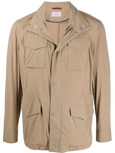 Brunello Cucinelli Multi-pocket High Neck Jacket In Neutrals