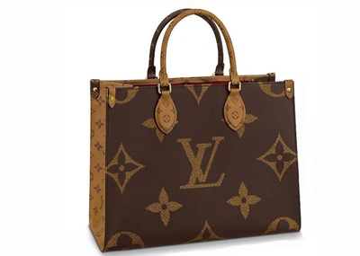 Pre-owned Louis Vuitton  Onthego Monogram Giant Reverse Mm Brown