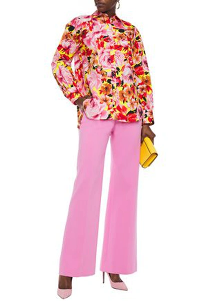Msgm Floral-print Cotton-poplin Shirt In Pink
