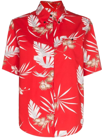 Paco Rabanne Cotton Poplin Hawaiian Button Down In Red
