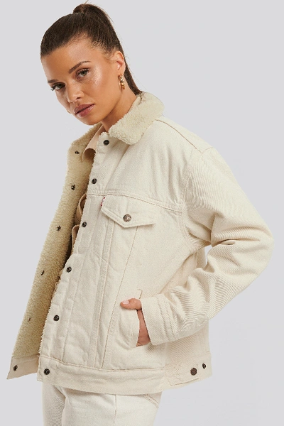 Levi s Exboyfriend Sherpa Trucker Jacket White In Icy Ecru ModeSens