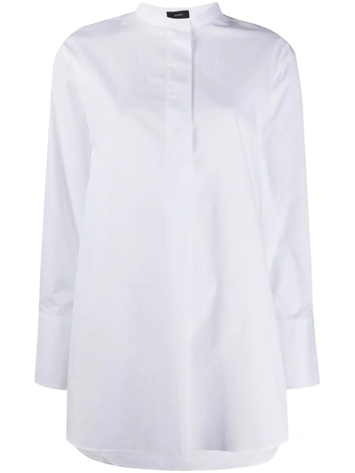 Joseph Band-collar Longline Shirt In White