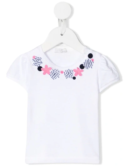 Il Gufo Babies' Flower Appliqué T-shirt In White