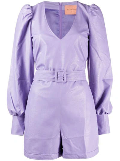 Andamane Leather Look Playsuit In Purple