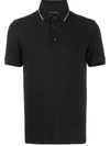 Emporio Armani Mercerised Pique Polo Shirt With Logo Placket In Black