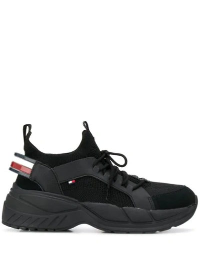 Tommy Hilfiger Logo Tape Low Top Trainers In Black