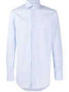 Finamore 1925 Napoli Micro-stripe Curved Hem Shirt In Blue