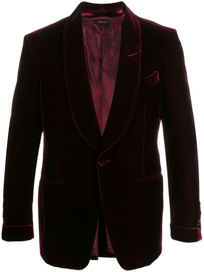 Tom Ford Silk Velvet Blazer In Red