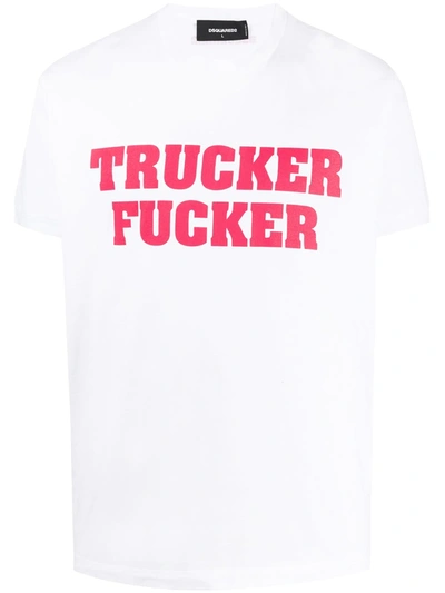 Dsquared2 Slogan-print Box-cut T-shirt In White