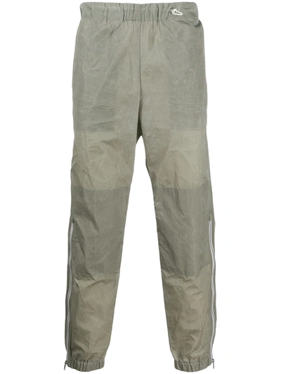 Kenzo Crinkle-effect Zipped-cuffs Track Trousers In Grey