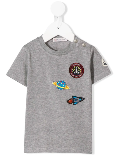 Moncler Babies' Space Patch T-shirt In Grey