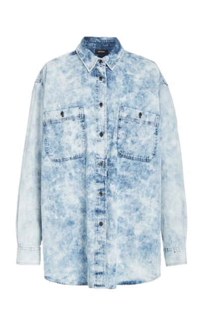 Isabel Marant Étoile Lynton Distressed Cotton Top In Blue