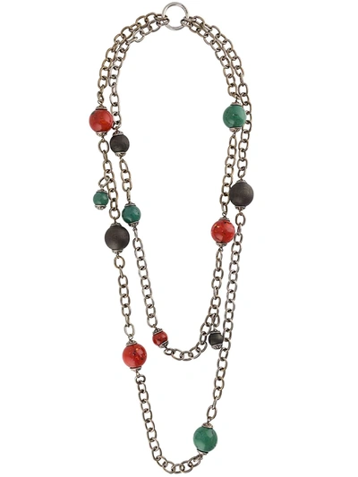 Dsquared2 Multi-strand Beaded Necklace In Metallic